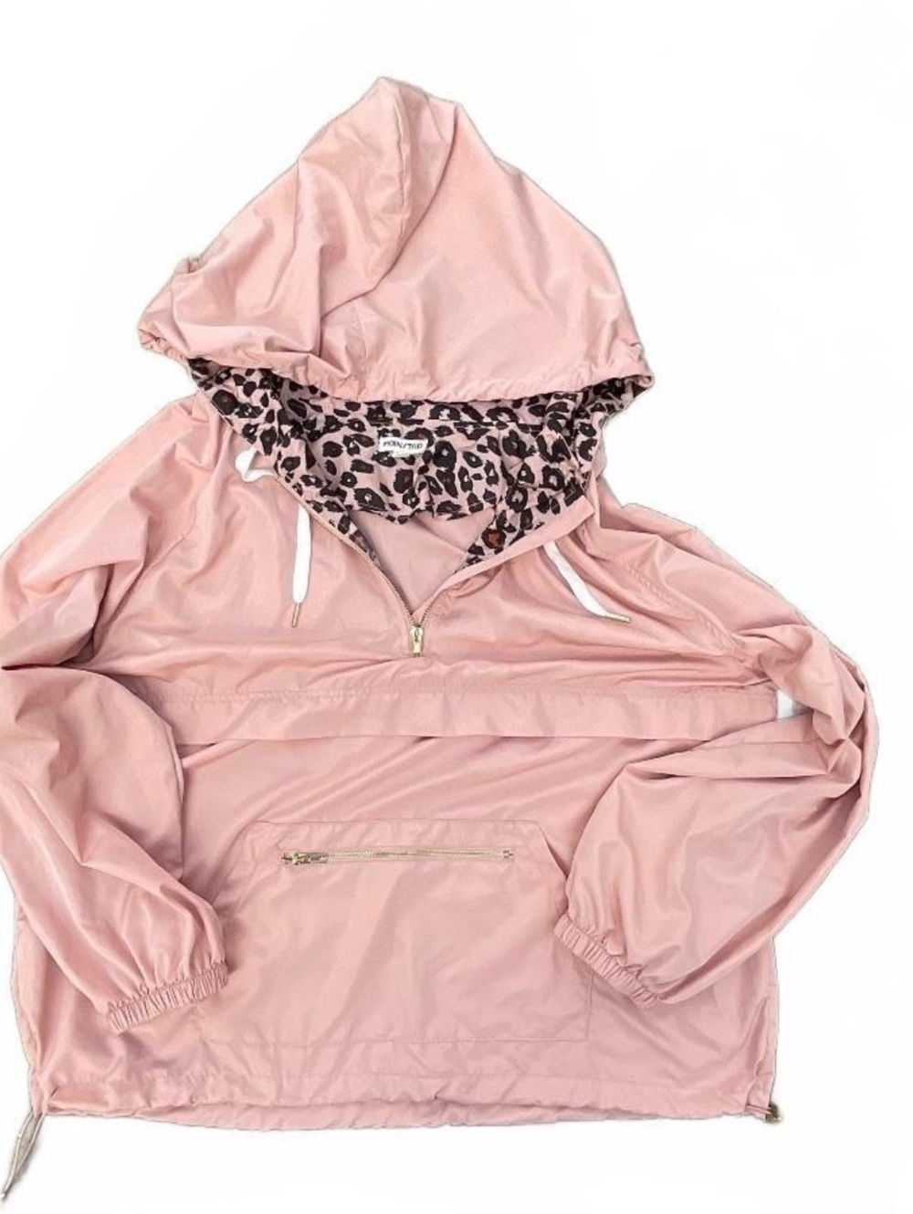 Mainstrip Pink Leopard Trim Hooded Top Size 1x